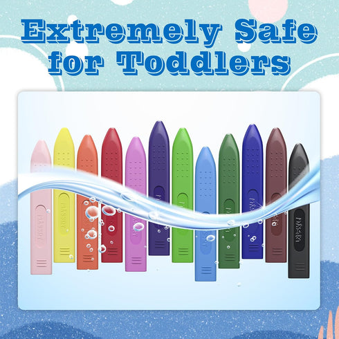 12 Count, Triangle Jumbo Toddler Crayons Non Toxic Unbreakable Crayons, Easy-Grip Washable, Safe Coloring Gifts