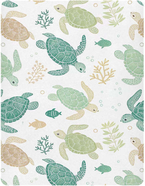 Takiito Crib Sheet for Boys Girls, Sea Turtles Fitted Crib Sheet Super Soft
