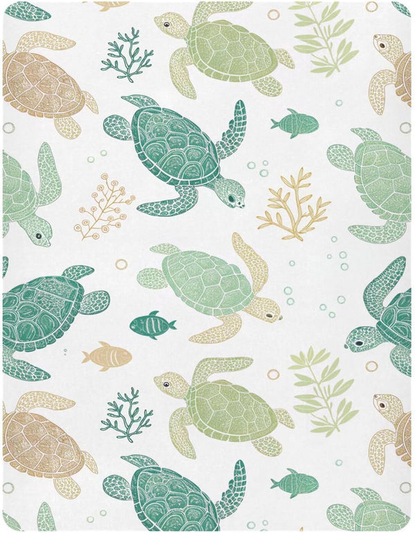 Takiito Crib Sheet for Boys Girls, Sea Turtles Fitted Crib Sheet Super Soft