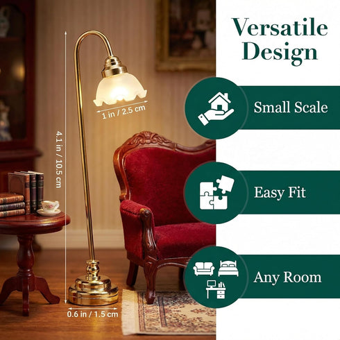 1/12 (0.6X4.1 Inches) Mini Dollhouse Lamp Scale Light Miniature Small Table Lamp Dollhouse Accessories