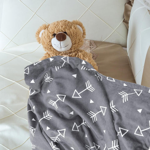 30 40 Inch, BORITAR Baby Blanket Super Soft Minky with Double Layer Dotted Backing, Little Grey Arrows Printed x