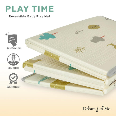 Dream On Me Play Time Reversible Baby Playmat, Foldable Extra Large Thick Foam Crawling Playmats for Toddlers