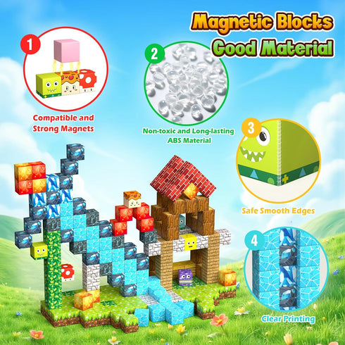 Styleeasy 200PCS Set, 3+ Magnetic Blocks - Magnetic Building Blocks Classroom Must Haves Magnet Sensory Autism Toys