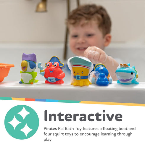 Nuby Pirate Pals Bath Toy Set, Interactive Bath Time Toys for 18+ Months