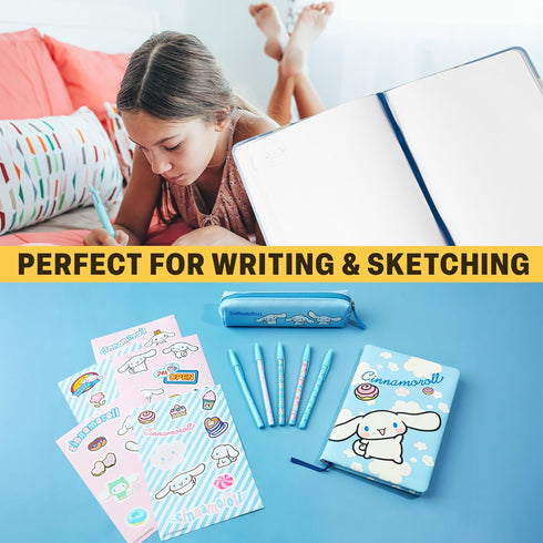 Set Get Trend Hello Kitty Gifts Cinnamoroll Stationary Cute Notebook Pens Kawaii Pencil Case Anime Stickers Journal