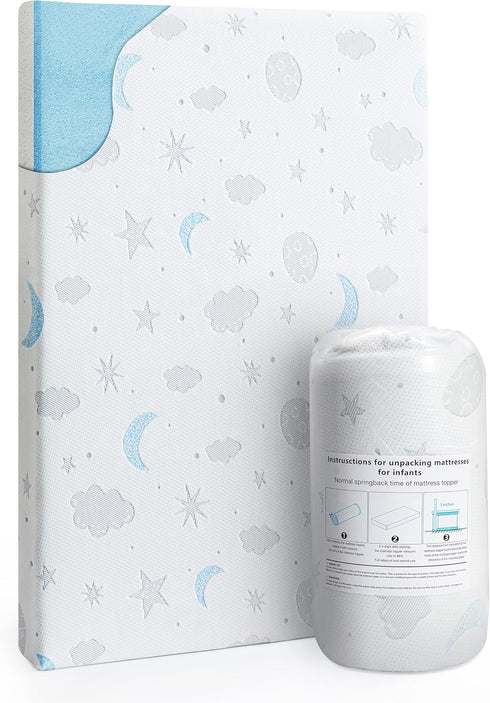 Pack and Play Mattress 38x26'' Breathable Soft Plush Memory Foam for Baby