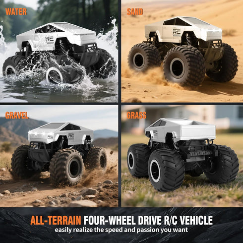 Funzooka 1:16 4WD Waterproof Monster Truck Toys RC Cars Amphibious Remote Control Car Trucks All Terrain Off-Road
