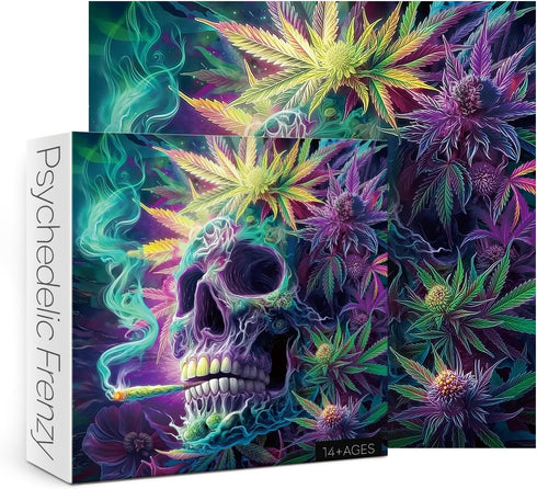 BBOLDIN 1000 Magic Horror Skeleton Puzzles for Adults Pieces, Colorful Skull Scary Art Flower Jigsaw Puzzles