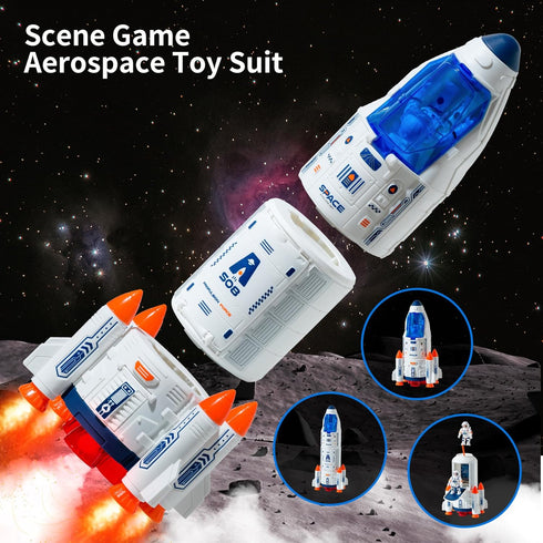 3-5 Wbzle Rocket Ship, Space Shuttle Astronaut & Space Adventure Toys,Science Educational Rocket Toys for Kids