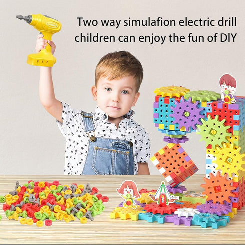 CZOALX 234Pcs 3-5 4-8, Set Electric Montessori Building Blocks for Toddlers Motorized Gear Construction Toy with Power