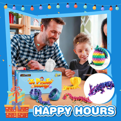 8pcs 3D Set Printed Dragon, Articulated Dragon Fidget Toys for Desk Decor, Unique Birthday Gift for Kids Teens