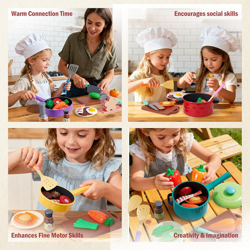 3-5, Sets 5 3 4 5 Lonico Pretend Play Kitchen Accessories for Toddlers Play Food for Kids Kitchen Toys with Pots