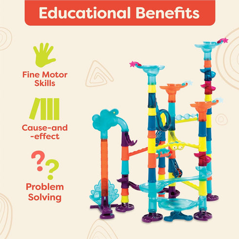 B. toys Marble Run Toy Set - 62 Piece Educational STEM Building Toy with Lights & Sound - 3 Years +