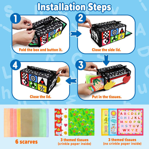 Dr.Rapeti Tummy Time Mirror Toy - 3in1 Black and White High Contrast Double-Sided Foldable Sensory Montessori Toy with