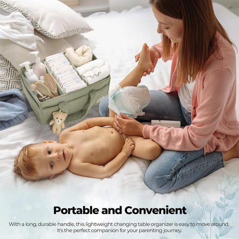 PeraBella Diaper Caddy Organizer for Changing Table, Storage Basket for Wipes, Gift for Baby Shower, Car Organizer