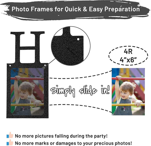 Sweet 16 Birthday Decorations Photo Banner, Pre-assembled Black Sweet 16 Banner with Sixteen Photo Card Frames