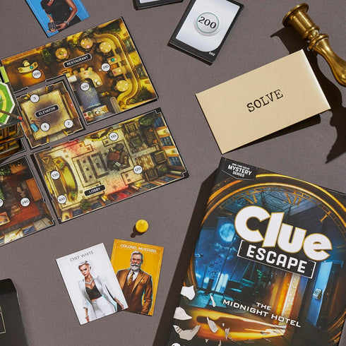 Clue Escape: The Midnight Hotel Board Game - 1-Time Solve Mystery Game for 1-6 Players, Ages 10+