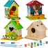 Juexica 4 Pack Birdhouse Kit - DIY Wooden Bird House with Paint and Brushes for Indoor/Outdoor Craft Fun