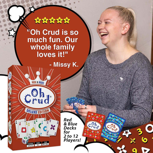 2-12 Oh Crud Deluxe Edition: A Trick-Taking Card & Dice Game for Adults & Families, Strategy Card Game for Family Game