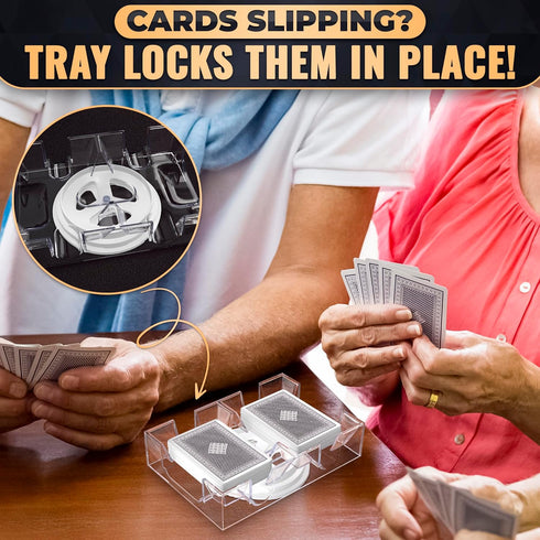 360 2 Playing Cards Holder Rotating Compact Plastic Playing Card Tray for Easy Access Decks with Smooth Rotation |