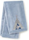 Levtex Baby Trail Mix Plush Blanket - Appliqued Embroidered Raccoon on Blue Plush - Nursery Accessories 30 x 40 in.