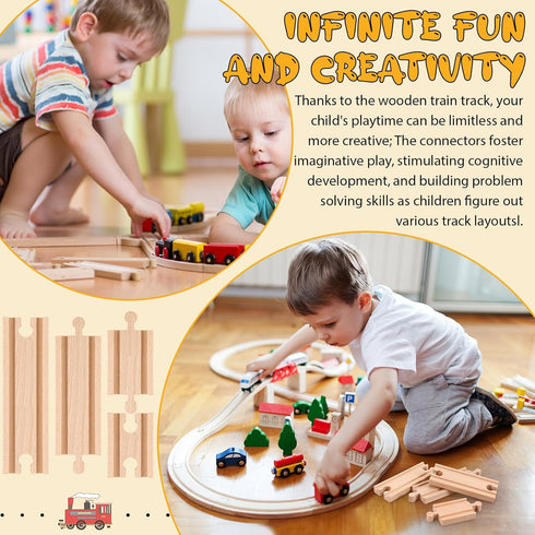 Pack 8 Packs (2 Liliful of Wood Train Track Expansion Compatible with Most Train Tracks Sizes,Mixed Straight)