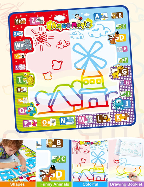 Jasonwell Aqua Water Doodle Mat 31 X 31 Inches, Extra Large Magic Drawing Mat, Educational Gifts for Kids Age 2-8
