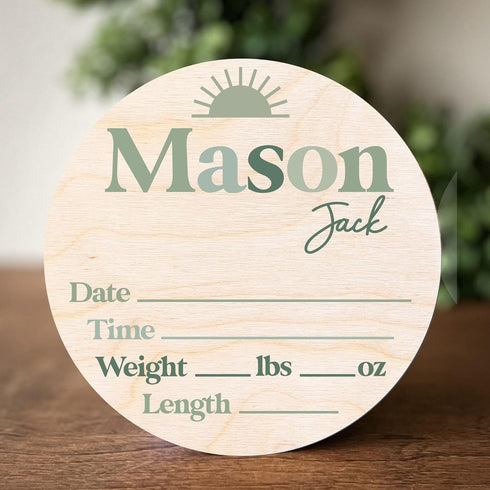 Birth Announcement Photo Prop - Baby Stat Plaque - Wooden Baby Birth Announcement Sign - Newborn Name Sign for Hospital