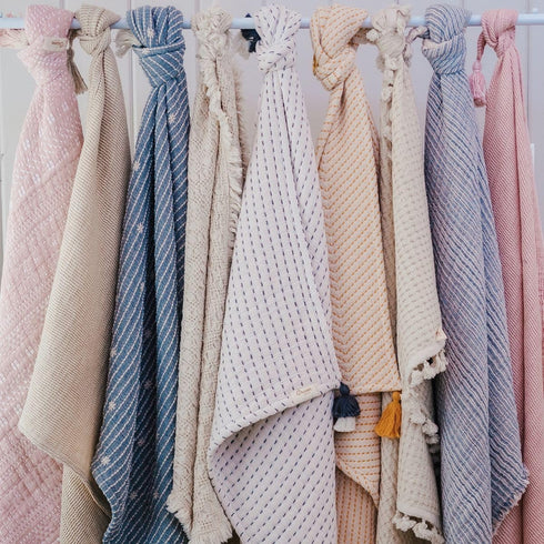 Crane Baby Birch Waffle Knit Blanket - Soft Cotton Nursery and Stroller Blanket, 100% Cotton, 36" x 36"