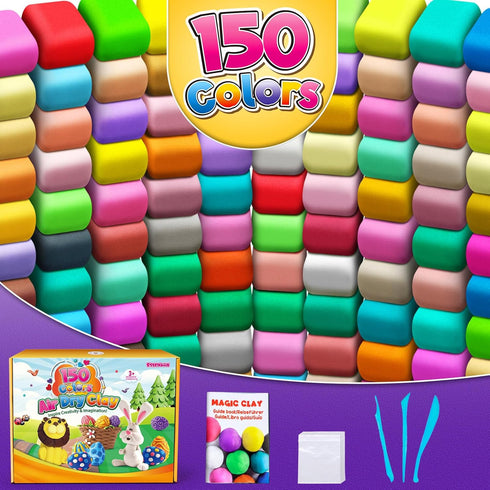 150 3 4 5 6 7 8+ ESSENSON Air Dry Clay Colors, Modeling Clay for Kids, DIY Molding Magic Clay for with Tools, Toys