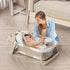 WyfKyd Set 0-36 Collapsible Baby Bathtub for Infants to Toddler with Real-time Temp Monitor+Floating Cushion,Foldable