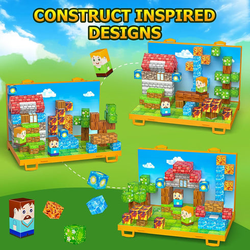Wxlbr 3+ 84PCS 1" Magnetic Blocks, Magnetic Building Blocks,STEM Constructions Magnet Blocks for Kids, Boys and Girls