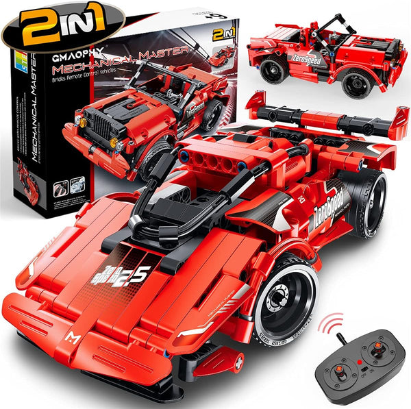 STEM Toy Building Toys Gifts for Age 5-12 Years Old Kids Boys Girls, 2 in 1 Remote Control Racing Car Building Blocks,