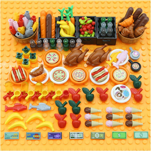 188pcs City Food Bricks Set, Picnic Toys Friends Kitchen Fram Restaurant DIY