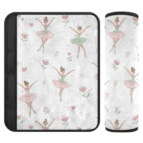Vdsrup 2 Pack Seat Belt Covers Cartoon Ballerina Car Seat Strap Covers Super Soft Pink Green Car Seat Neck Cover
