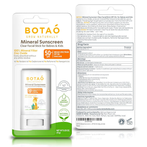 Baby Mineral Sunscreen Stick, 100% Zinc Oxide SPF 50+, Water Resistant for Sensitive Skin