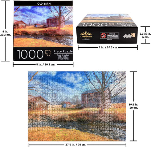 Old Barn Puzzle Jigsaw Puzzles 1000 Pieces for Adults Scenic Country Farm Landscape Puzzle for Family Fun