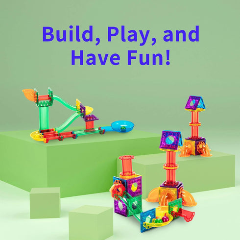 Everplay 60 Piece Marble Run Magnetic Building Toys - STEM Learning Educational Toy Playset for Toddlers Age 3+