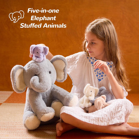5 1 Mommy 4 Set 3 4 5 6 7 8 9 Pieces Elephant Stuffed Animals for Girls, Elephant with Babies Soft Plush Toys Gifts