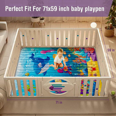 YJORIX 71"x59" Baby Play Mat, Soft Thicker Playpen Mat, Non-Slip Baby Play Mat for Floor, Portable & Waterproof
