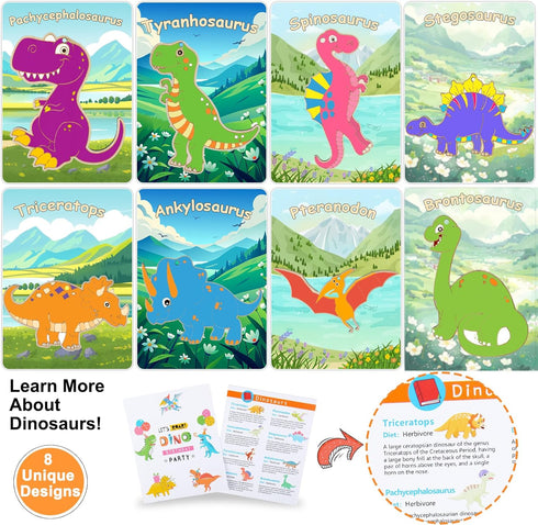 24 Pack JOTIKO Dinosaur Party Favors Painting Toys Dino Birthday Treat Goodie Bag Stuffers Pinata Fillers Return Gifts