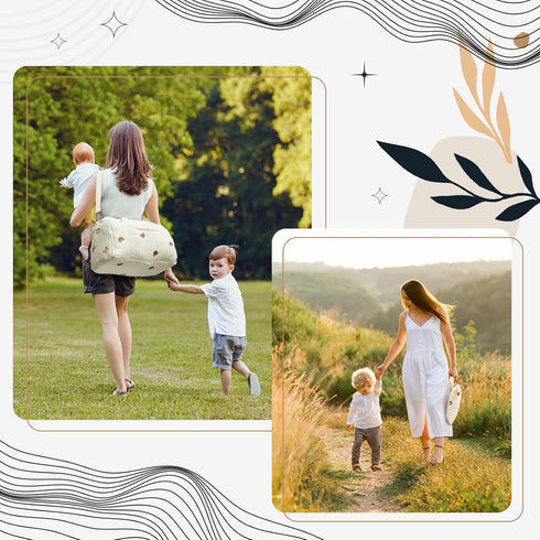 2 Mommy Paterr Pcs Diaper Bag Tote Large Travel Diaper Tote Hospital Bag Cute Cotton Small Reusable Handbag for Mom
