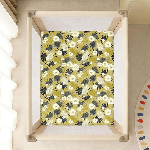 miaozhen 1 Pack 52x28 Cotton Baby Crib Sheets Comfy Breathable Naughty Jungle Flower Toddler Mattress Sheet for Nursery