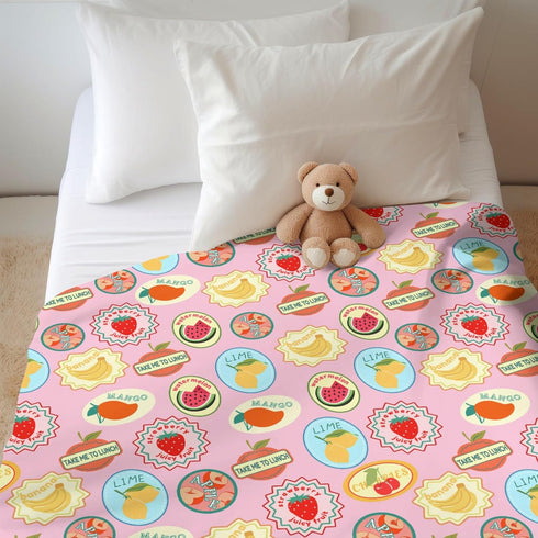 Summer Summer 50x60inch Fruits Preppy Baby Blankets for Girl Cute Tropical Fruit Stamp Soft Flannel Nursery Bed Blanket