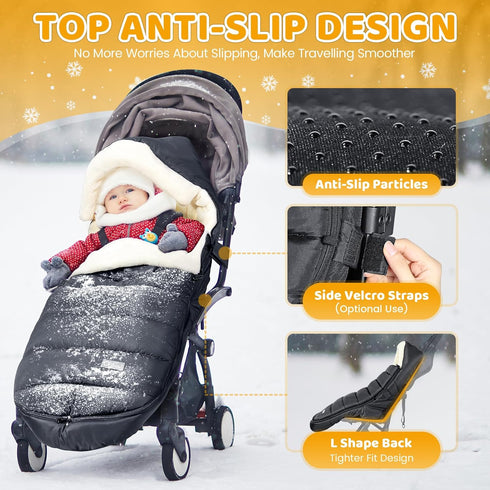 Cozy IvyWind Stroller Footmuff, Baby Winter Stroller Bunting Bag with Removable Zipper, Universal Warm Sleeping Bag