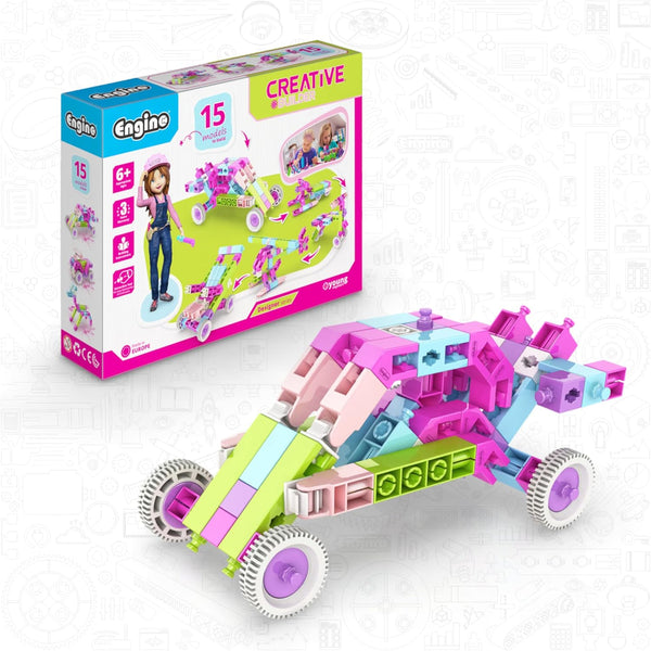 Engino STEM Girls Construction Building Designer 15 Model Toy Set, Educational Gift for Ages 6-12