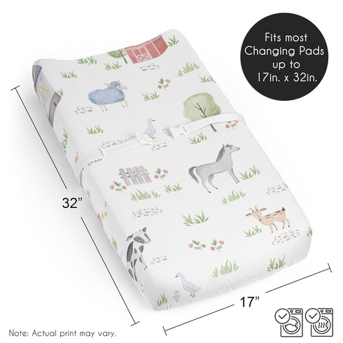 Sweet Jojo Designs Farm Animals Boy Girl Gender Neutral Unisex Baby Changing Pad Cover Sheet Infant Newborn Diaper