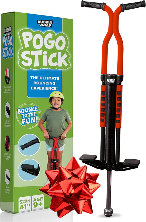 Pogo Stick for Kids Age 10 & Up, Red - for Boys, Girls, Teens & Adults 80 to 160 Lbs, High Jumping Pogo Sticks