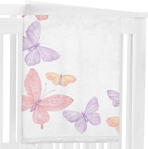 Sweet Jojo Designs Baby Milestone Blanket (Pink/Purple Shabby Chic Butterfly) for Girls, Infant Receiving Blankets