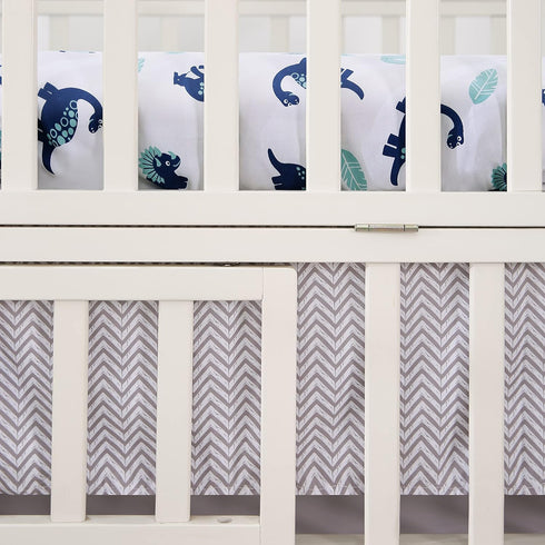 8 Set Set Stacker/3 YJM PC Dinosaur Crib Bedding for Baby Boys, Blue Nursery with Quilt/Sheet/Dust
